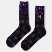 Chaussette Si c'est Sparkly Purple je le veux Black Monogramm (Gauche)