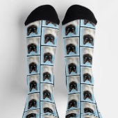 Chaussette Siamese Chat Portrait Peinture Cute Art Original (Haut)