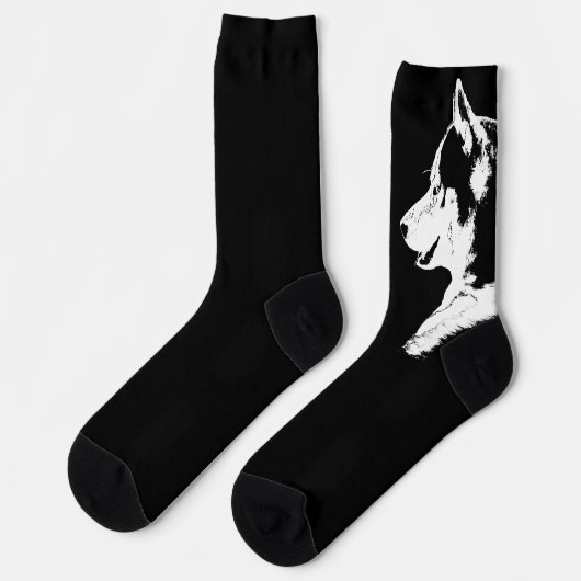 Chaussette Siberian Husky Socks Husky Pup  Socks Customize (Gauche)