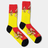 Chaussette Sicile Chaussettes patriotiques, Drapeau sicilien  (Droite)