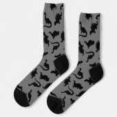 Chaussette Silhouette de dinosaure gris et noir (Gauche)