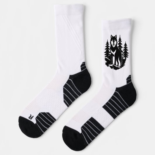 Chaussette Silhouette de loup en forêt (Gauche)