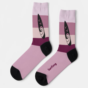Chaussette Silhouette de surf sur Mauve Mood Color