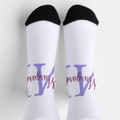 Chaussette simple ajout de nom monogramme rose rouge jeton (Haut)