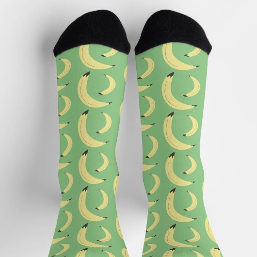 Chaussette Simple Bananas Marché de fruits motif vert (Haut)