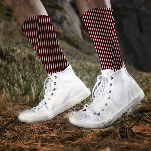 Chaussette Simple Black White Red Stripes Motif Abstrait Ad
