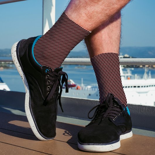 Chaussette Simple Black White Red Stripes Motif Abstrait Ad