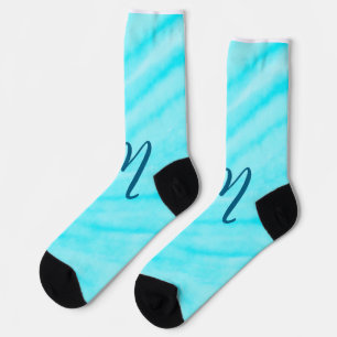 Chaussette simple bleu whi aquarelle lignes ajouter votre mon