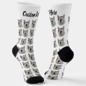 Chaussette Simple Custom Cat Pet Photo Personalized Text Sock (Angulaire)
