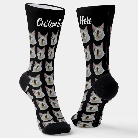 Chaussette Simple Custom Cat Pet Photo Personalized Text Sock (Angulaire)