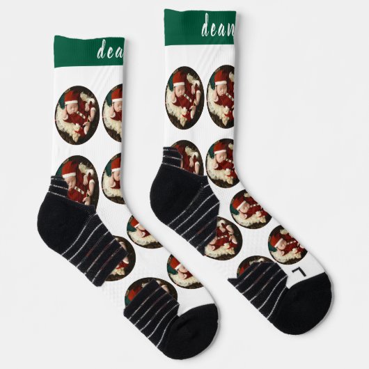 Chaussette Simple Elegant Funny Photo Famille de Noël (Droite)