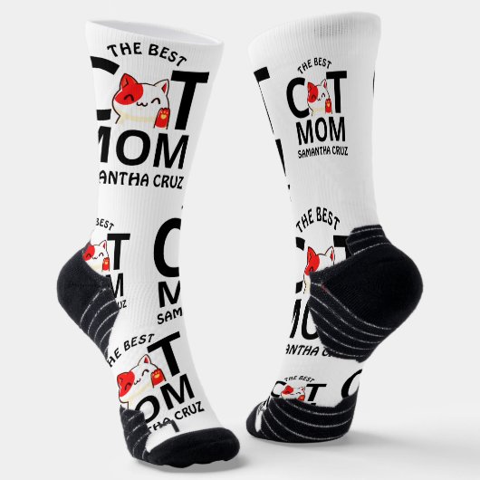 Chaussette Simple Elegant Heureuse Sainte-Valentin Chat Maman (Angulaire)