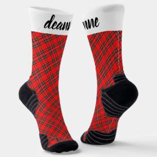 Chaussette Simple Élégant Plaid Rouge Noël Famille