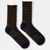 Chaussette Simple et élégant motif de nid d'abeille jaune noi (Droite)
