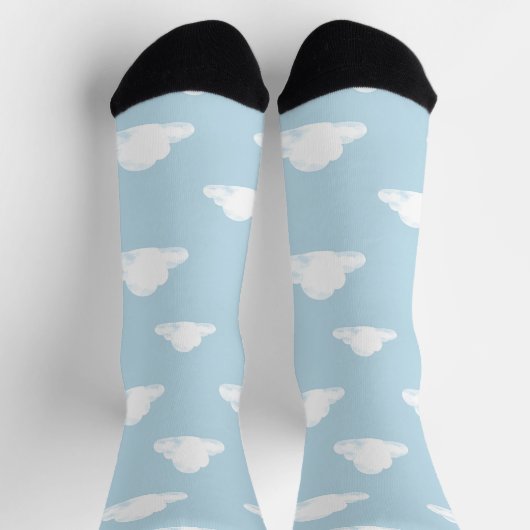 Chaussette Simple Fluffy Clouds Sky Nursery Kids Pattern (Haut)