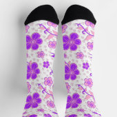 Chaussette Simple Impression Florale Aquarelle Violet et Rose (Haut)