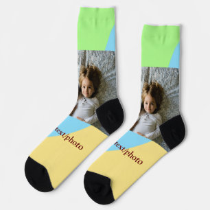 Chaussette simple minimal AJOUTEZ VOTRE TEXTE PHOTO NOËL jaun