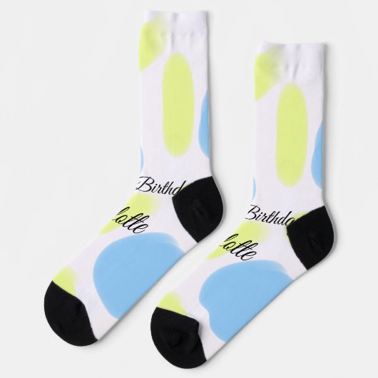 Chaussette SIMPLE MINIMAL.CUTIE AJOUTER NOM BÉBÉ joyeux anniv (Gauche)