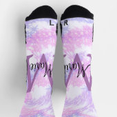 Chaussette simple minimum ajouter nom monogramme rose rouge p (Haut)