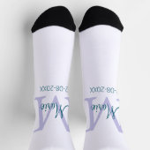 Chaussette simple minimum ajouter nom monogramme violet vert  (Haut)