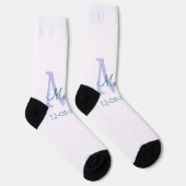 Chaussette simple minimum ajouter nom monogramme violet vert  (Droite)