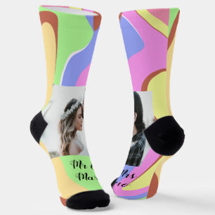 Chaussette simple minimum ajouter votre nom photo rose bleu v
