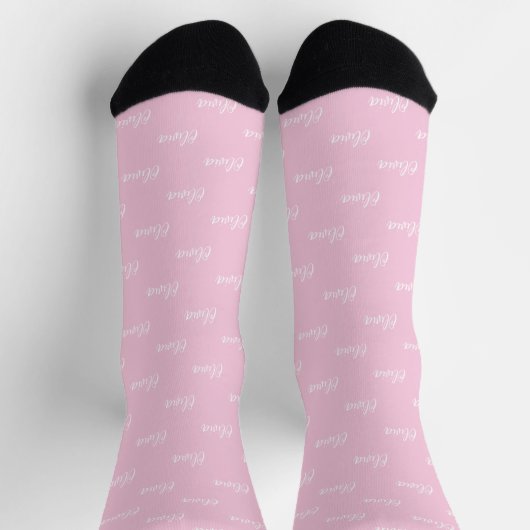 Chaussette Simple moderne Blush Pink Script Nom répétitif (Haut)