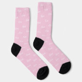 Chaussette Simple moderne Blush Pink Script Nom répétitif (Droite)