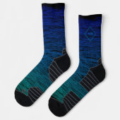 Chaussette Simple moderne noir Bleu Turquoise Scribble Abstra (Gauche)