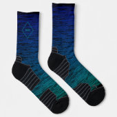 Chaussette Simple moderne noir Bleu Turquoise Scribble Abstra (Droite)
