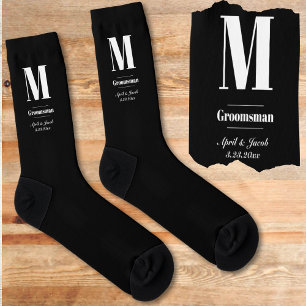 Chaussette Simple Monogramme initial Groomsmen Mariage cadeau