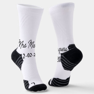 Chaussette simple monogramme minimal mrs M nom date année Thr