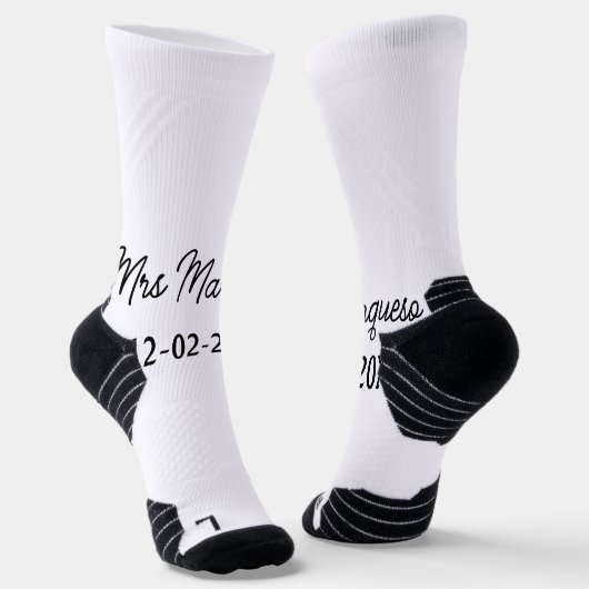 Chaussette simple monogramme minimal mrs M nom date année Thr (Angulaire)