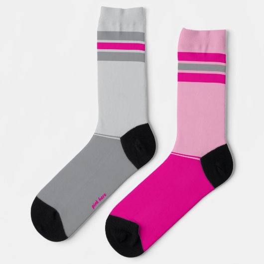 Chaussette Simple Pink and Grey, Gray and Pink Mismatching (Gauche)