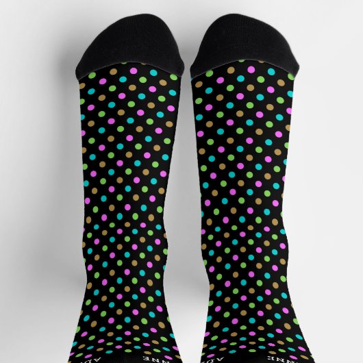 Chaussette Simple Polka Dots Pattern Personalized Black (Haut)