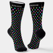 Chaussette Simple Polka Dots Pattern Personalized Black (Angulaire)