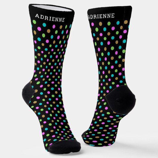 Chaussette Simple Polka Dots Pattern Personalized Black (Angulaire)