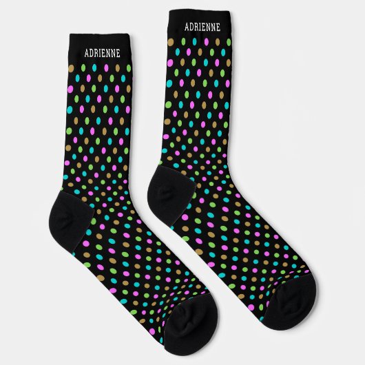Chaussette Simple Polka Dots Pattern Personalized Black (Droite)