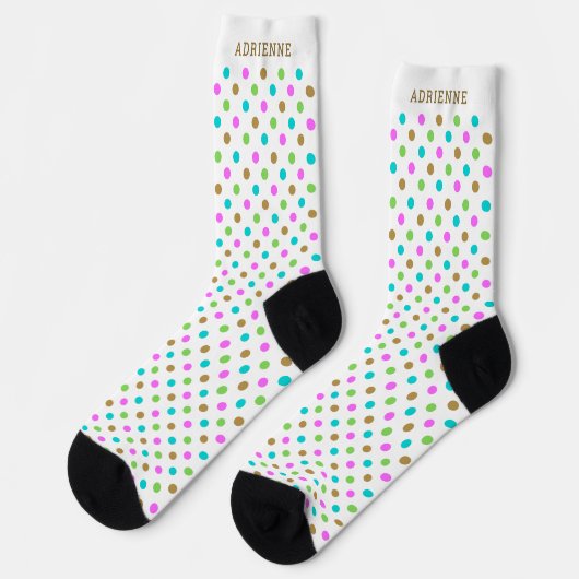 Chaussette Simple Polka Dots Pattern Personalized White (Gauche)