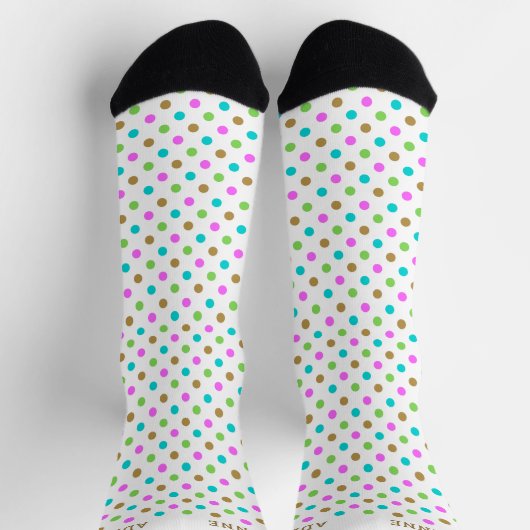 Chaussette Simple Polka Dots Pattern Personalized White (Haut)