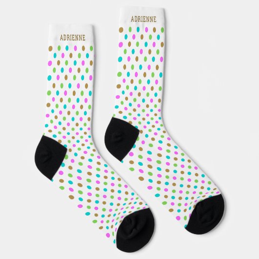 Chaussette Simple Polka Dots Pattern Personalized White (Droite)