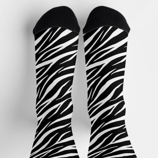 Chaussette Simple Zebra Print Black White Cute Modern Motif (Haut)