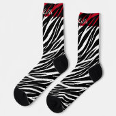 Chaussette Simple Zebra Print Black White Cute Modern Motif (Gauche)