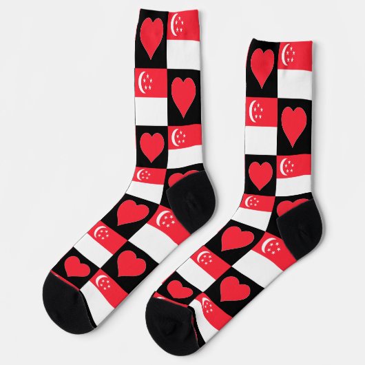 Chaussette Singapour Drapeau Coeur Motif amusant Pride singap (Gauche)