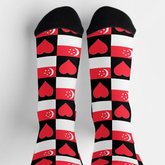 Chaussette Singapour Drapeau Coeur Motif amusant Pride singap (Haut)
