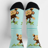 Chaussette Singe mignon accroché sur une vigne à rayures (Haut)