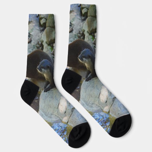 Chaussette **"Sips by the Stream : Otters Drinking from River (Droite)