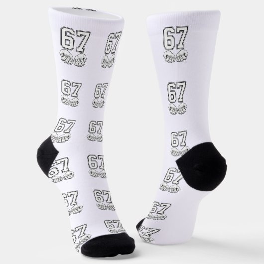 Chaussette Six Seven 6 7 Meme Funny Hands Socks (Angulaire)