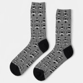 Chaussette Skateboard Skull Wings Design on Grey Chaussettes (Gauche)