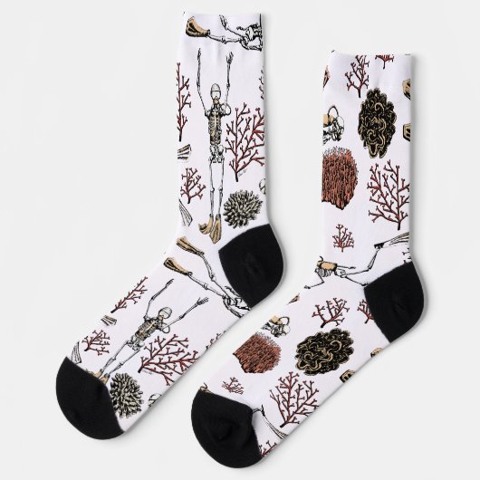 Chaussette Skeleton Scuba Divers & Corail (Gauche)